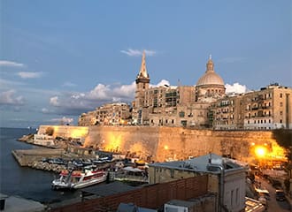 A view of the city from above.