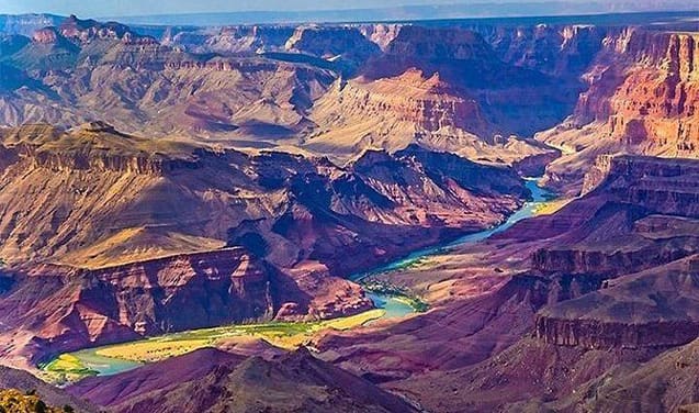 A view of the grand canyon from above.