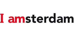 A black and red logo for the amsterdam convention bureau.