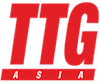 A red and black logo for itc asia