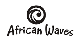 A black and white image of the african wave logo.