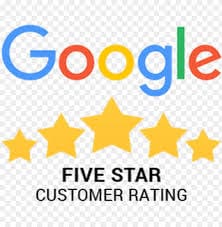 A google five star rating with stars on it.