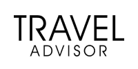 A black and white logo of the travel advisor.