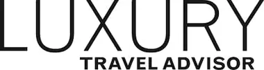 A black and white logo of luxur travel agency