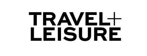 A black and white logo of travel leisure.