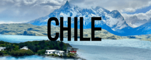 A picture of the chilean landscape with the word chile written in it.